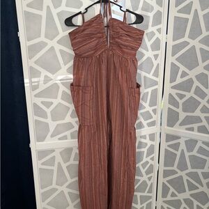 Striped Brown Jumpsuit